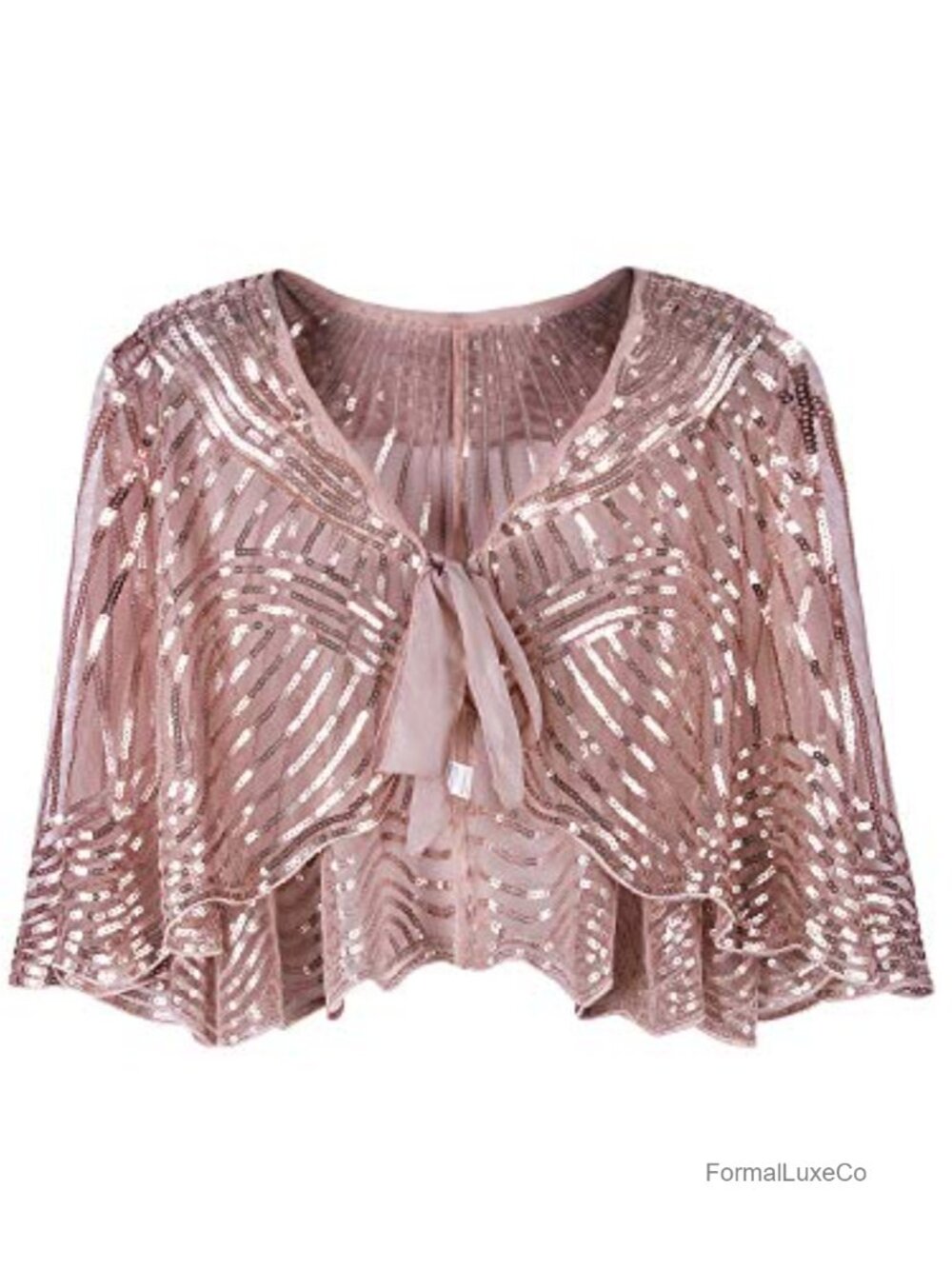 Vintage 1920s Cape Jacket Embellished Bridal Shawl Capelet Flapper Bolero